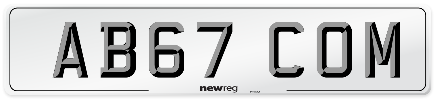 AB67 COM Number Plate from New Reg